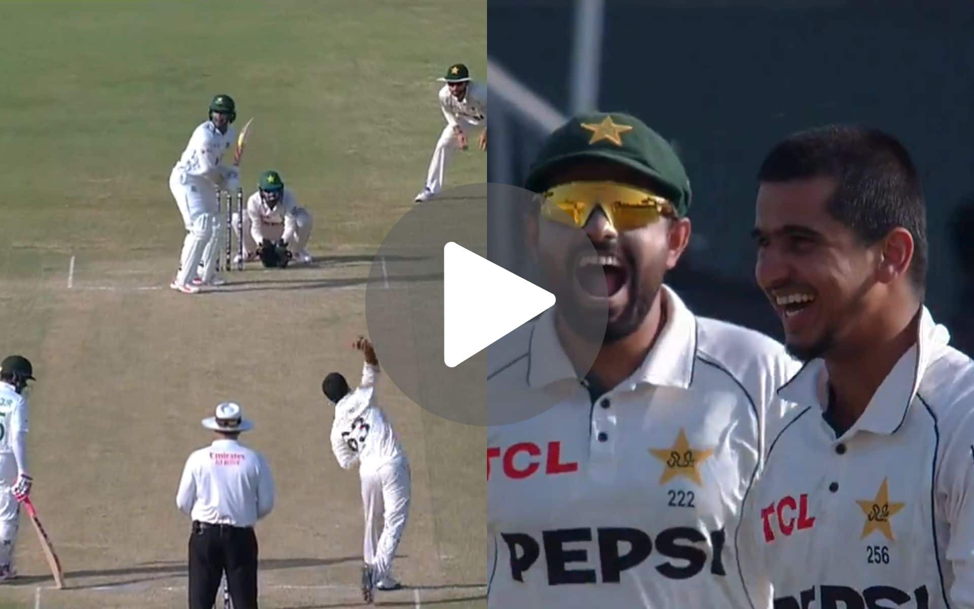 [Watch] Babar Azam Gets Overjoyed As Saim Ayub Claims Shakib Al Hasan As Maiden Test Wicket